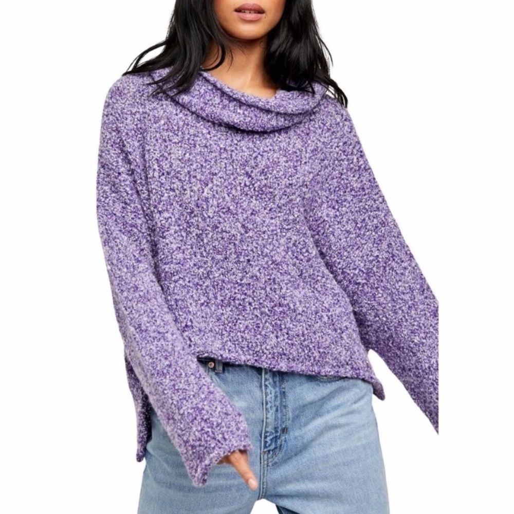 NWT Free People BFF Knit Cowl Neck Sweater Grape